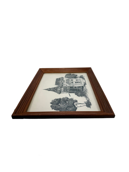 Vintage Wall Art - Victorian House with Mansard Roof - Signed Lithograph C. Henson 1979