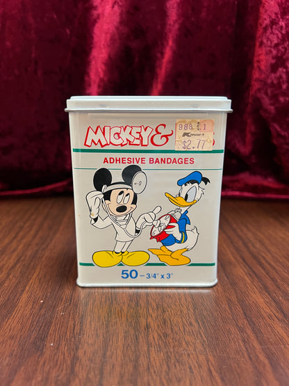 Vintage Advertisement - Metal Storage Tin - Mickey & Pals Adhesive Bandages - Walt Disney Co.