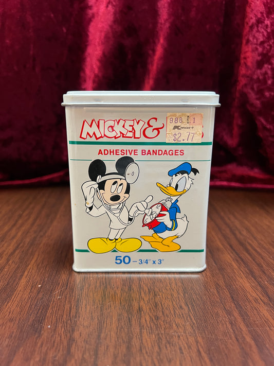 Vintage Advertisement - Metal Storage Tin - Mickey & Pals Adhesive Bandages - Walt Disney Co.