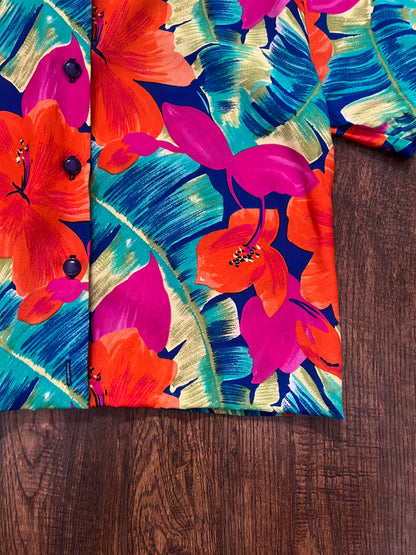 Vintage Norton McNaughton Tropical Two Piece Set - Bright Hawaiian Florals - Medium