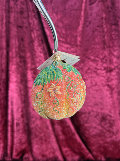 Vintage Christmas - Handblown Glass Ornament - Mouse Family In A Pumpkin - Patricia Breen - Poland