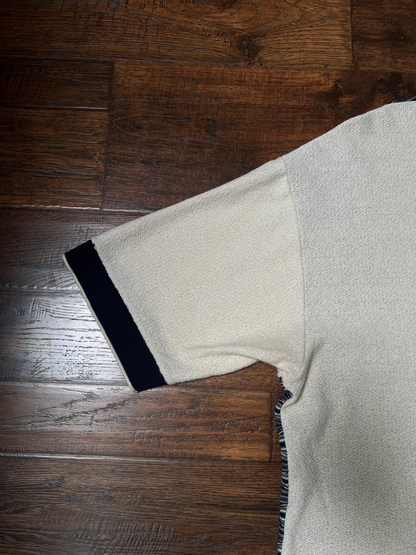 Vintage Pernicci Cotton Polo Shirt – Textured Wave Knit Half Zip – Size X-Large