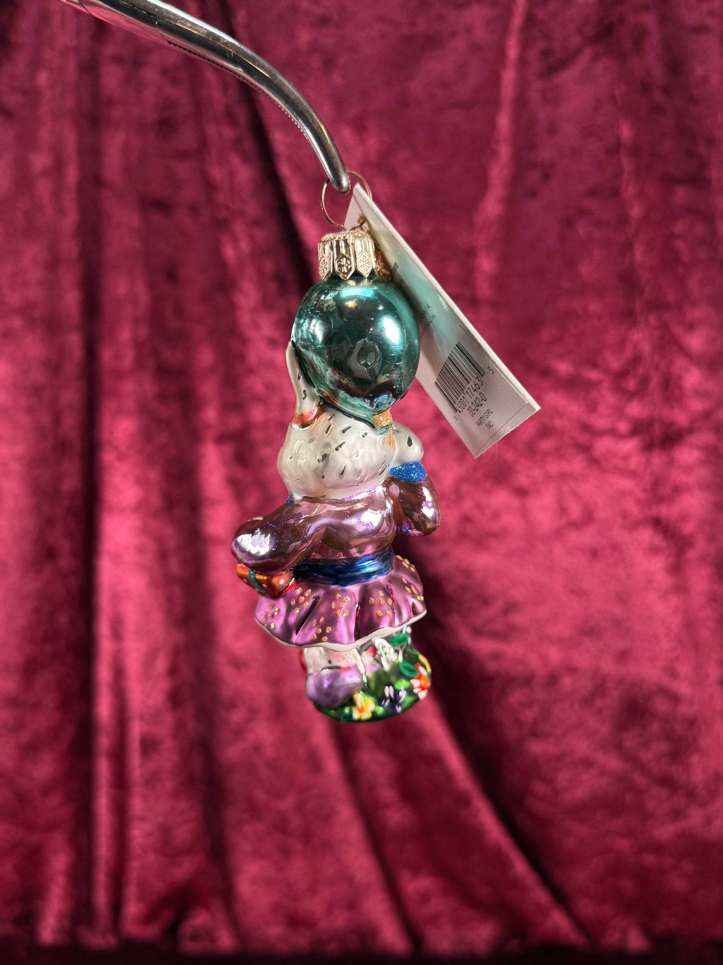 Vintage Christmas - Handblown Glass Ornament - Party Girl Bunny - 74C - Christopher Radko