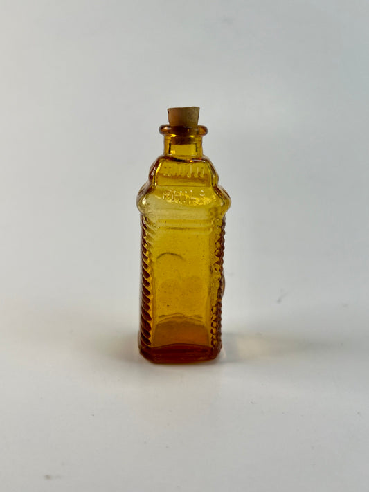 Vintage Miniature Glass Bottle - Apple Bitters - Phila Berrings - Amber - Made In Taiwan