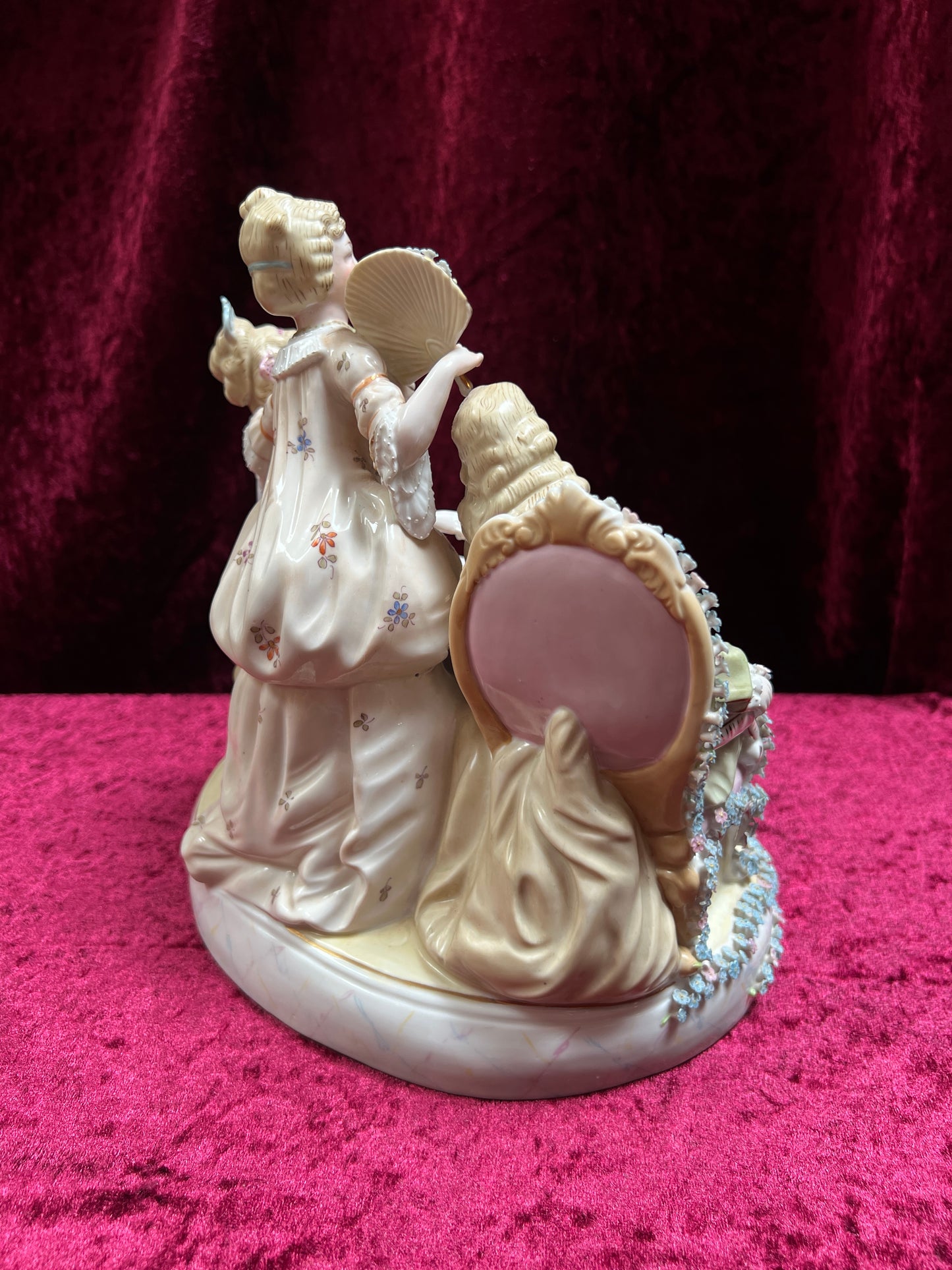 Vintage Porcelain Figurine - Antique Dresden Style Chess Game German Saxe Group