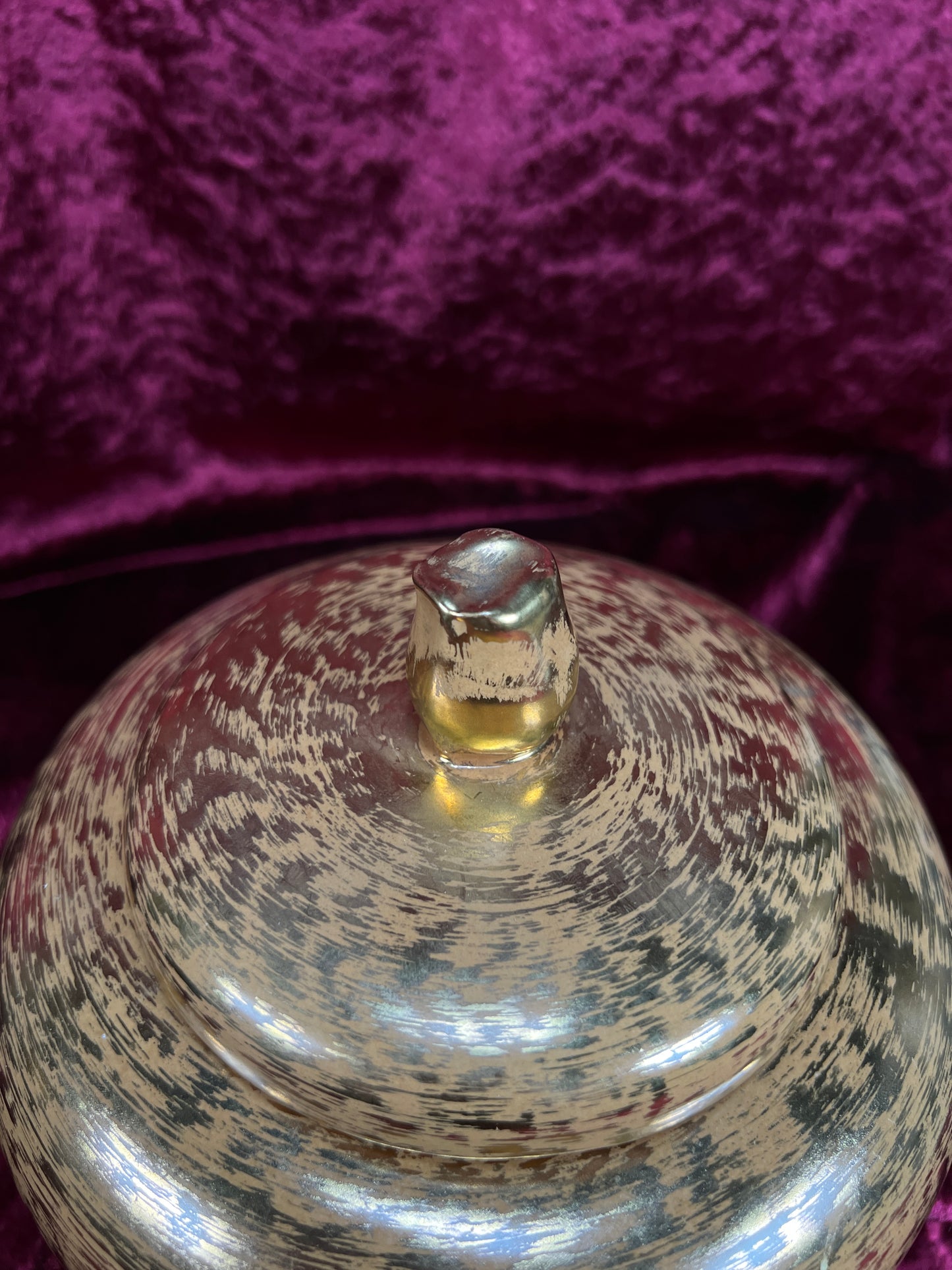 Vintage Stangl Ceramic Trinket Box – Granada Gold Metallic Lidded Dish