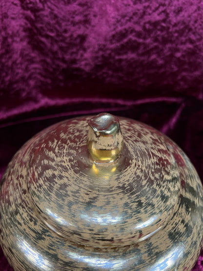 Vintage Stangl Ceramic Trinket Box – Granada Gold Metallic Lidded Dish