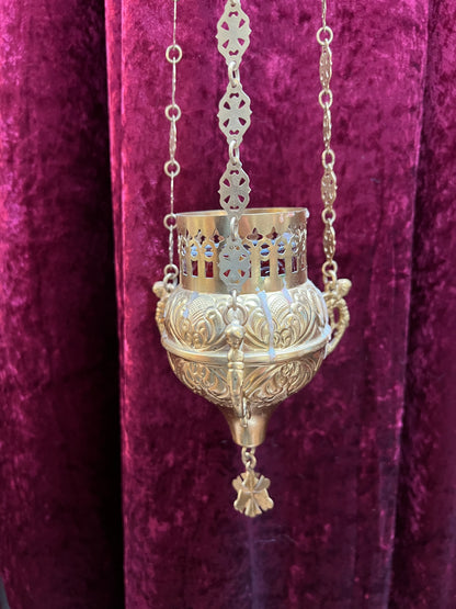 Vintage Religio - Antique Sanctuary Candle Lamp / Incense Censer - Gold and Cherubs