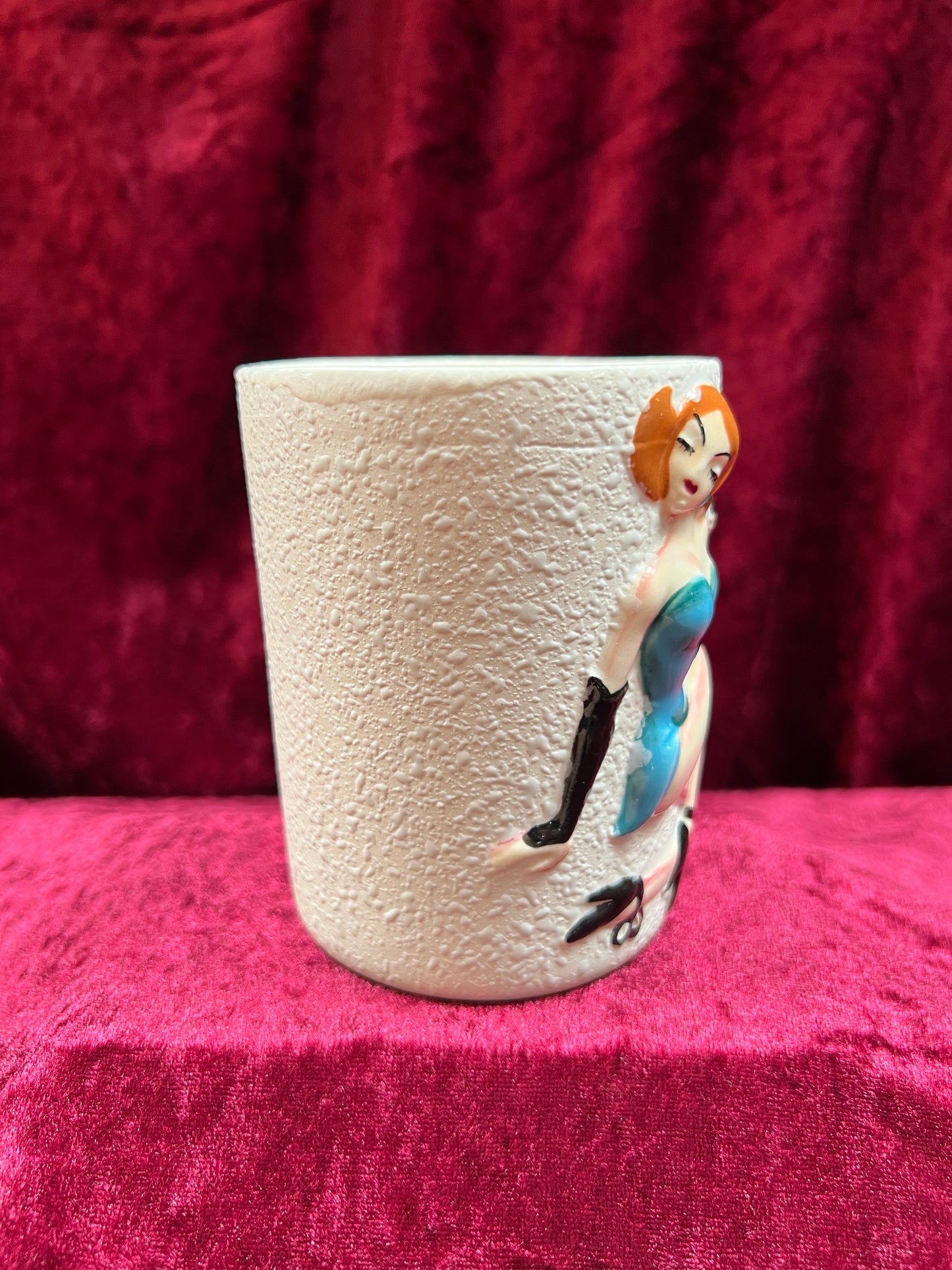 Vintage Kitchen - Coffee Mug - Jamboree Jane Winter Girl Masked Pin Up - The Four Seasons