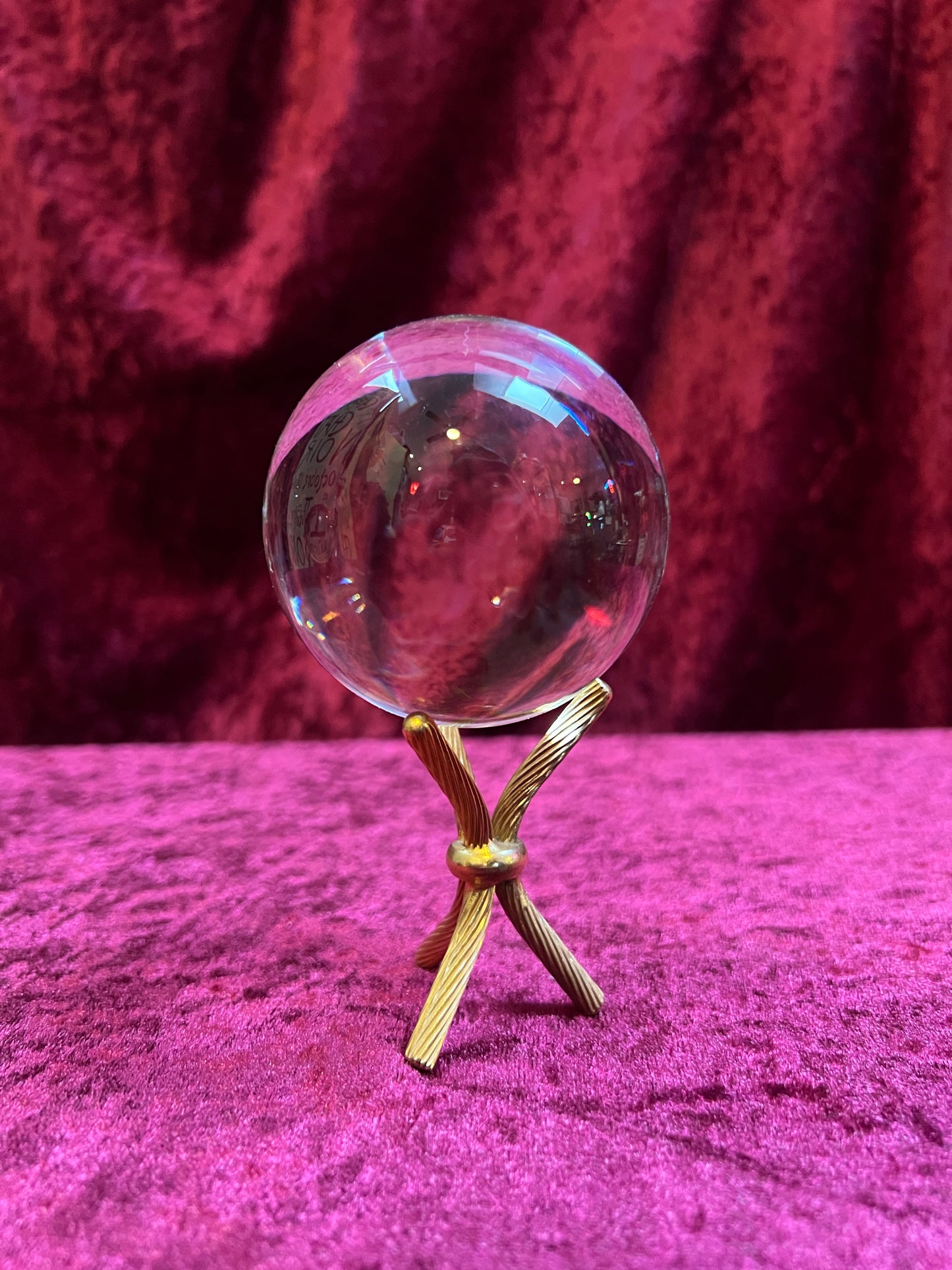 Vintage Curiosities - Crystal Ball with Braided Brass Stand - Small
