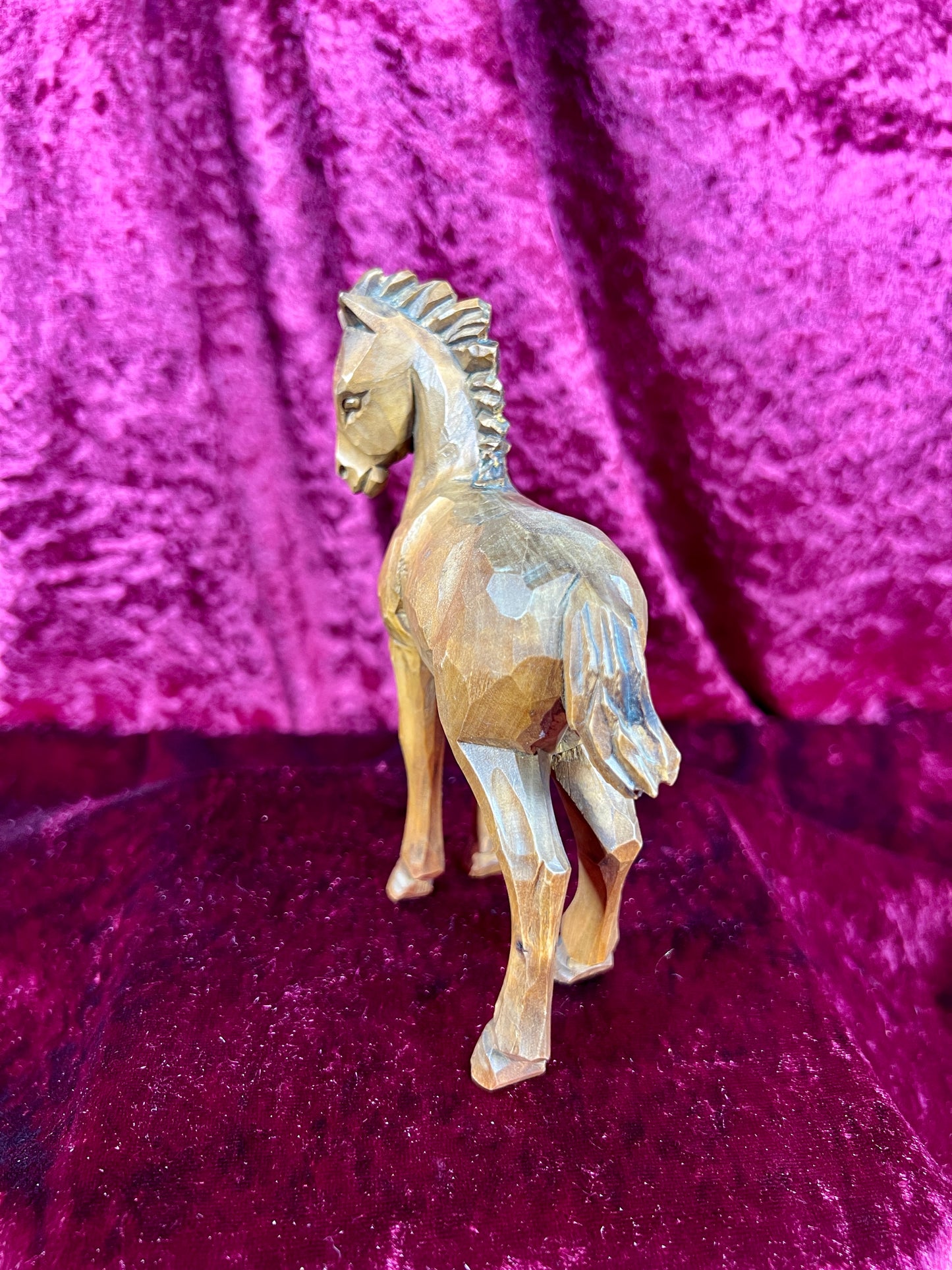 Vintage Figurine - Wood Carved Stallion - 5"