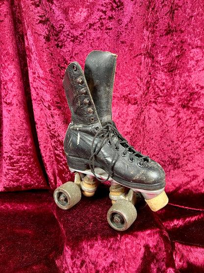 Vintage Leather Roller Skates – Black Leather - Chicago Wheels and Sure-Grip Trucks