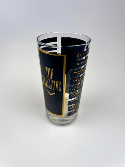 The EXECUTIVE Glass Highball Tumbler - Mid Century Modern Black and Gold Glassware