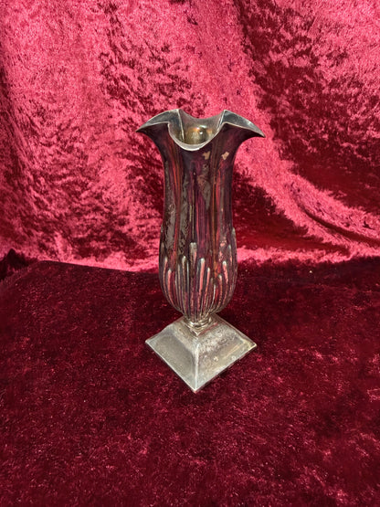 Vintage Silver Plated Bud Vase – Fluted Pedestal Urn Form