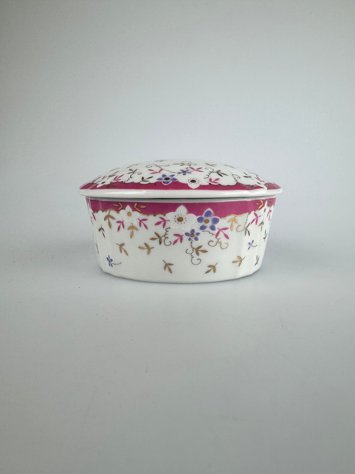 Vintage Oval Floral Trinket Box with Lid