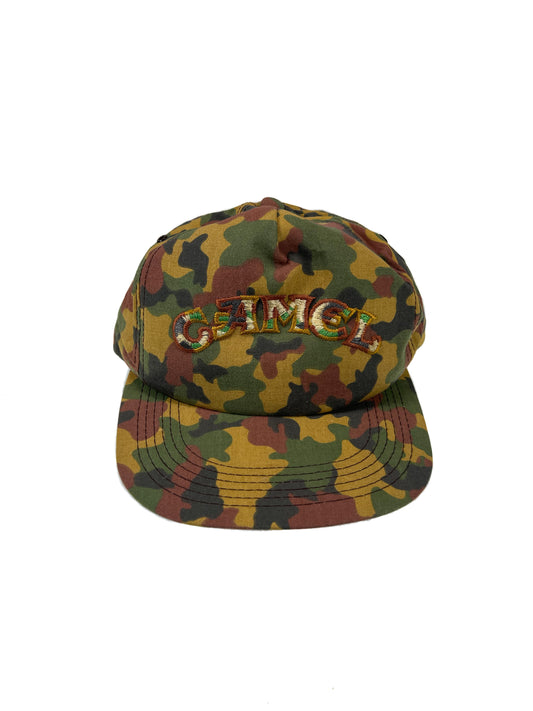 Vintage Accessories - Snap Back Trucker Hat - Camel Cigarettes - Green Camouflage - K Products - Made In U.S.A.