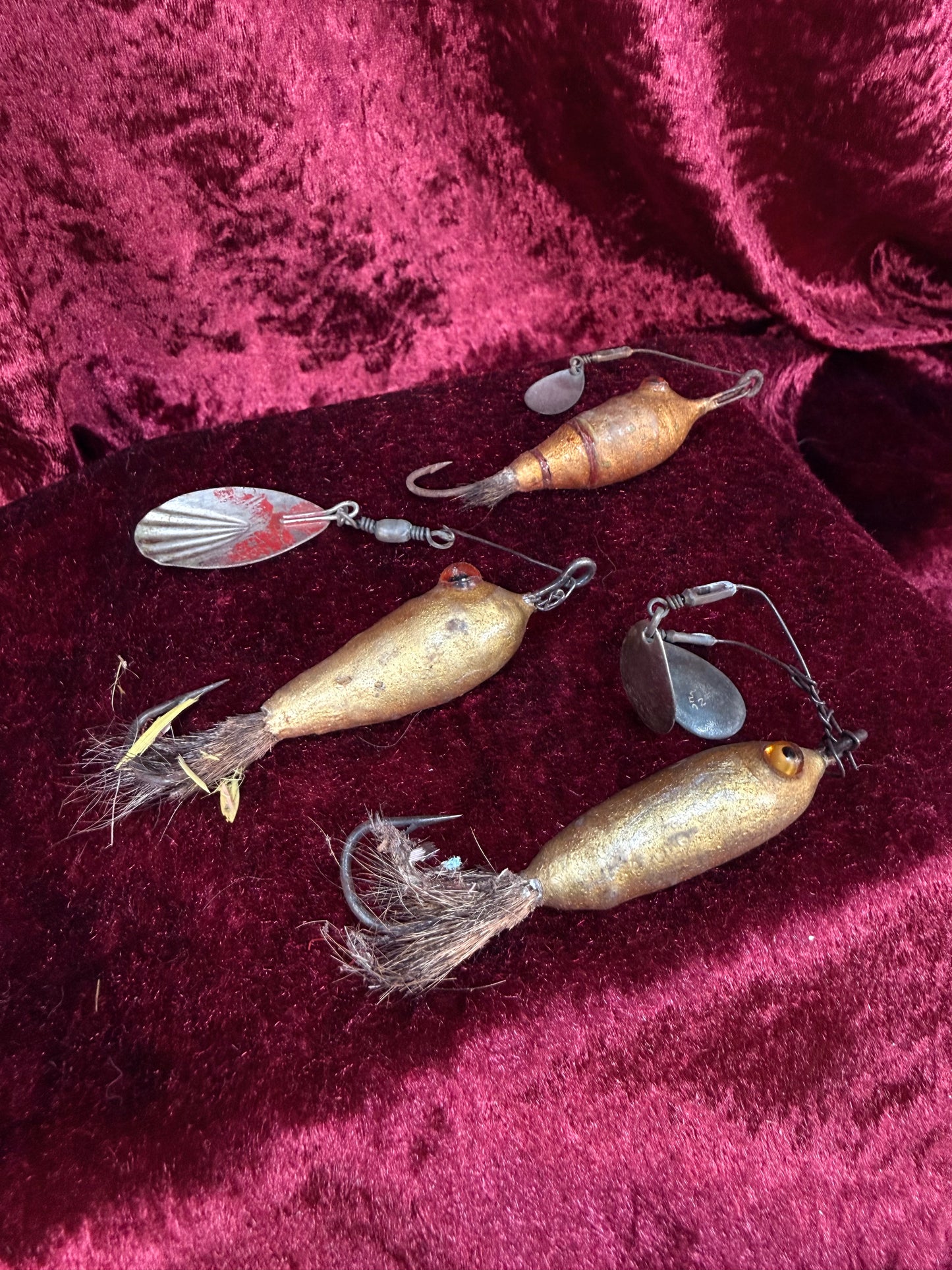 Vintage Glass Eye Fishing Lure Lot of 3 - Empire City Spinner Baits