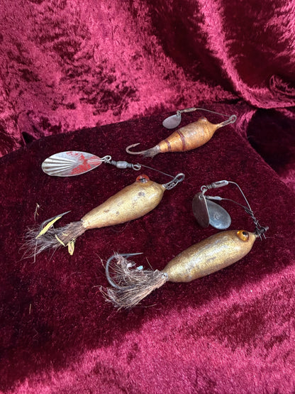 Vintage Glass Eye Fishing Lure Lot of 3 - Empire City Spinner Baits