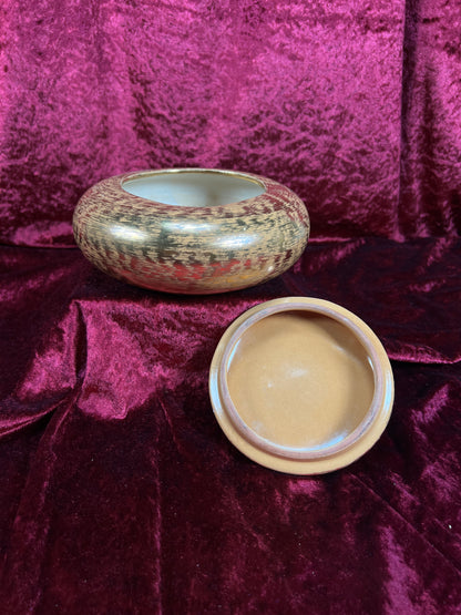 Vintage Stangl Ceramic Trinket Box – Granada Gold Metallic Lidded Dish