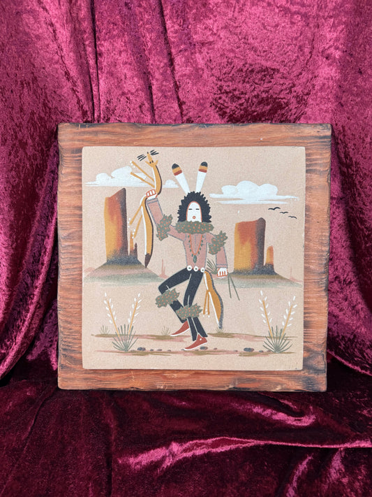 Vintage Wall Art - Navajo Kachina Sand Painting - Yei-Bei-Chai "The Clown" - Wilson Price Sr.