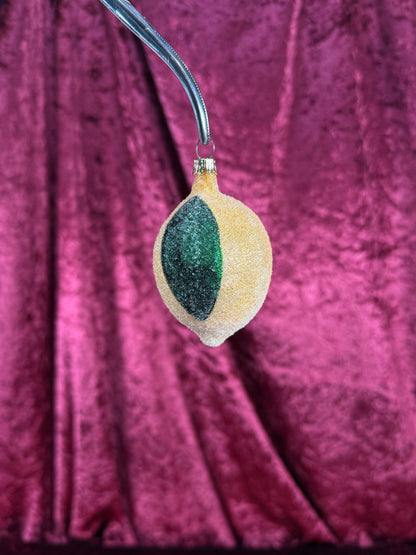 Vintage Christmas - Handblown Glass Ornament - Venetian Dew Lemon - Germany
