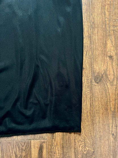 Vintage Nylon Spaghetti Strap Slip Dress - Black with Scalloped Embroidery - Mistra
