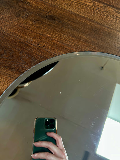 Vintage Round Frameless Beveled Glass Portal Mirror - 15.5"