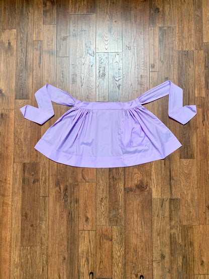 Vintage Lilac Half Apron with Puffy Eggplant Pocket Detail