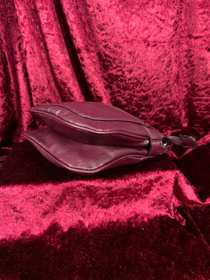 Vintage Faux Leather Crossbody Bag - Burgundy Pebbled Utility Purse - Rosetti