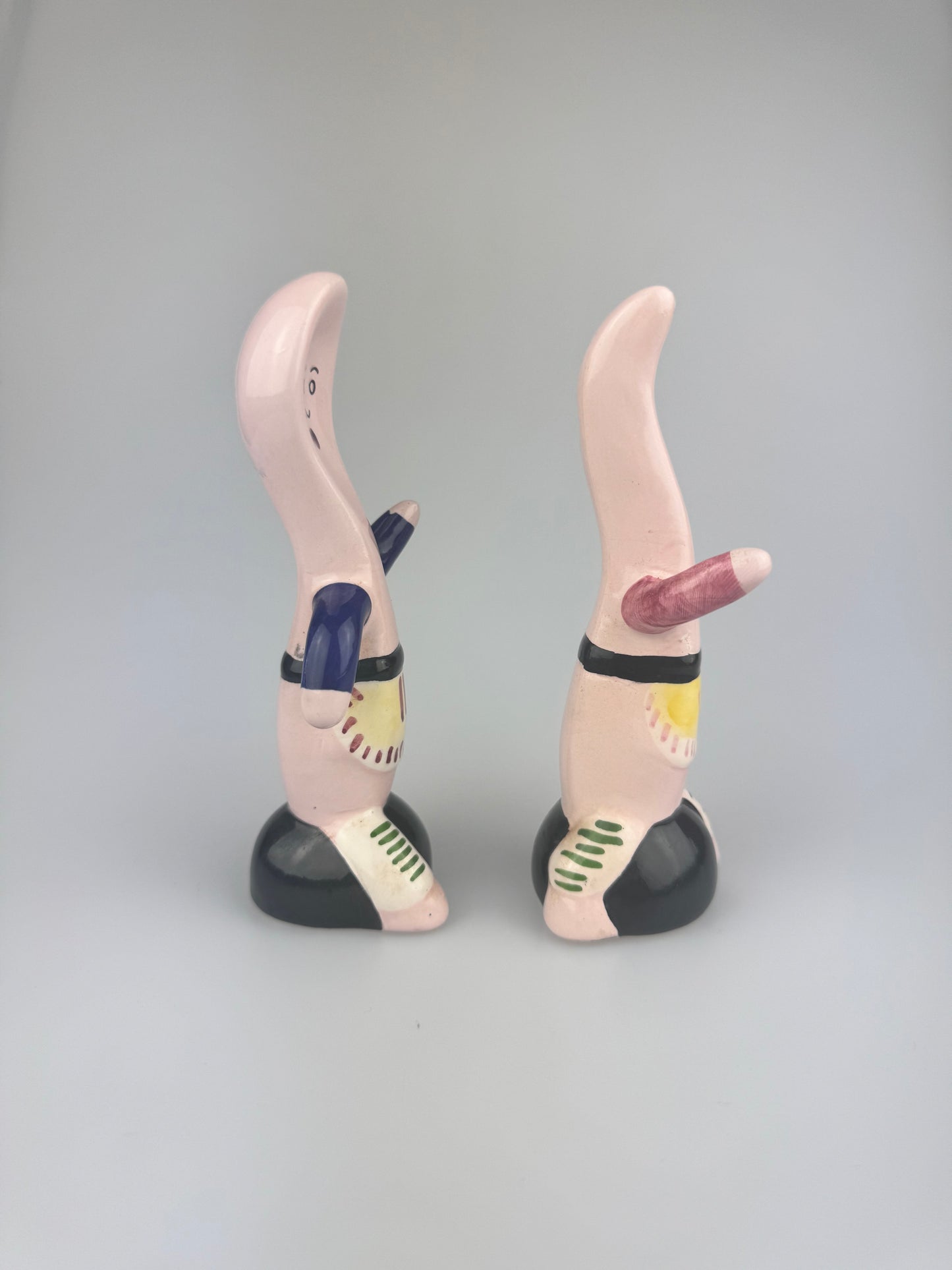 Vintage Anthropomorphic Pink Running Fork & Spoon Salt & Pepper Shakers