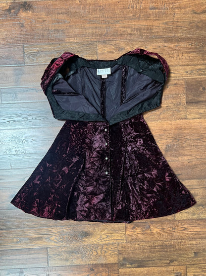 Vintage Clothing - Skater Dress - Off Shoulder - Purple Velvet - Medium - Rampage