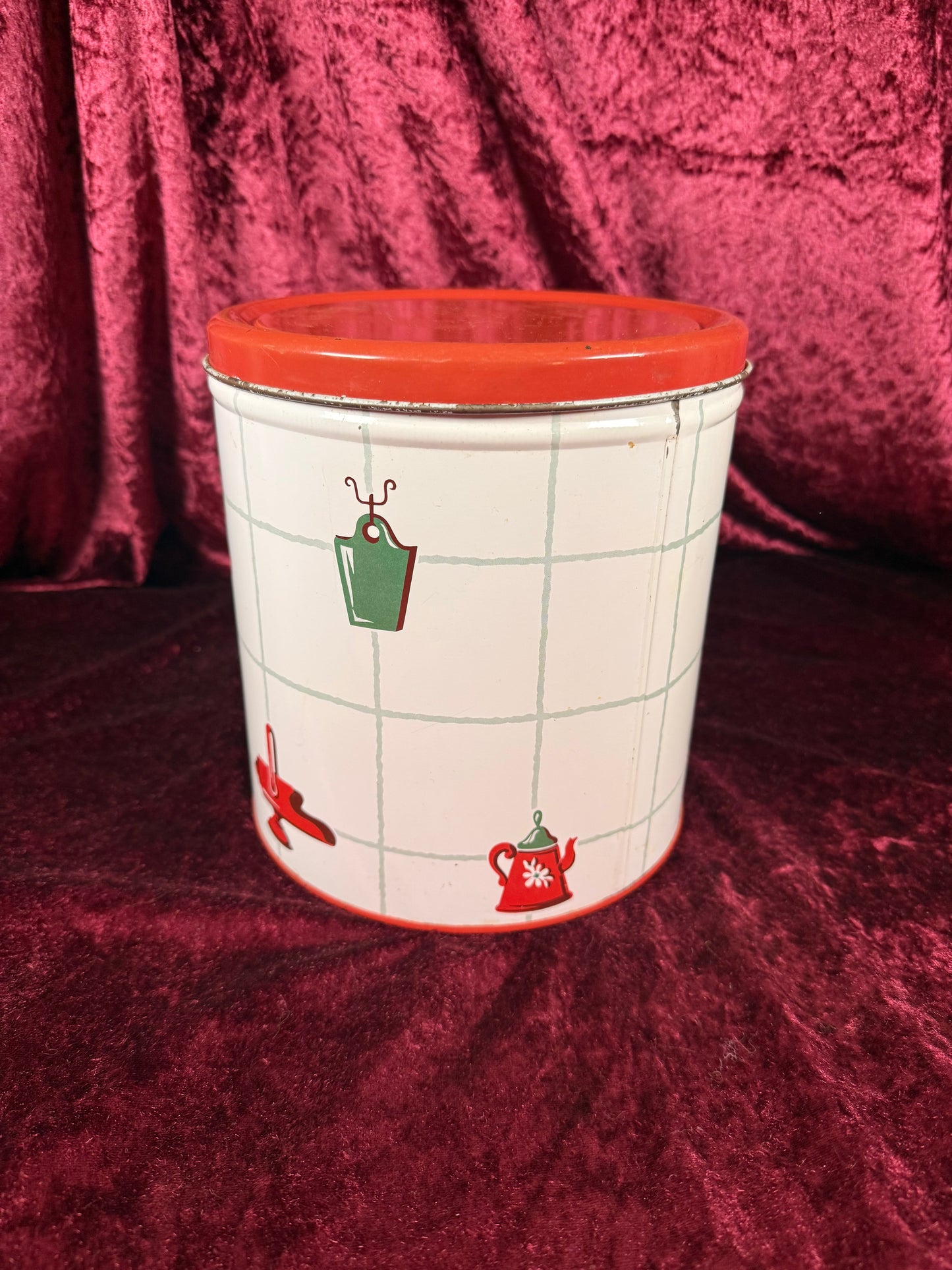 Vintage Decoware Tin Kitchen Canister - Mid Century Kitchen Print