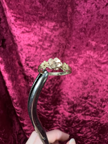 Vintage 10K Yellow Gold Ring - Rose Gold Rosette Center - Size 3