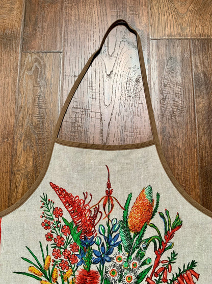 Vintage Linen Apron - Australian Wildflowers by Heil - Made In Holland