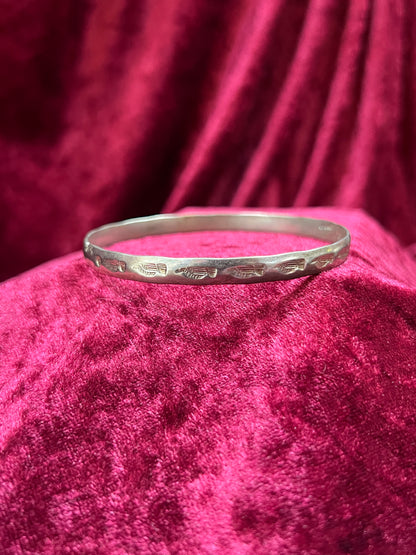 Vintage Jewelry - Bangle Bracelet - 925 Sterling Silver - Stamped Eagles - Mexico