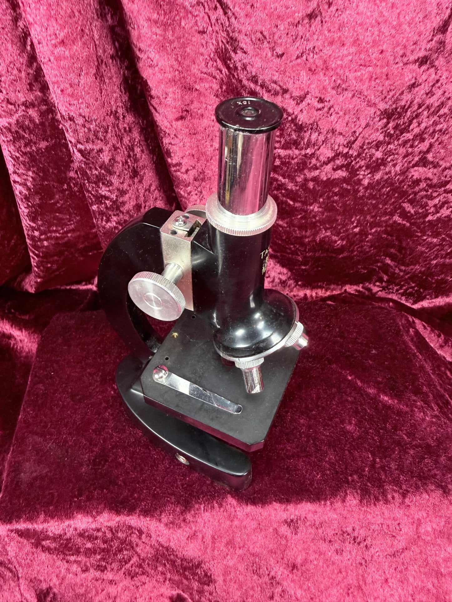 Vintage Tasco Metal Microscope Set – Complete Japanese Student Science Kit with 3 Prepared Slide Collections