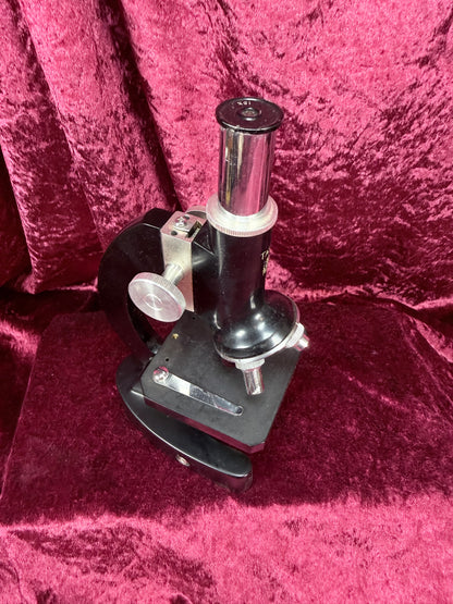 Vintage Tasco Metal Microscope Set – Complete Japanese Student Science Kit with 3 Prepared Slide Collections