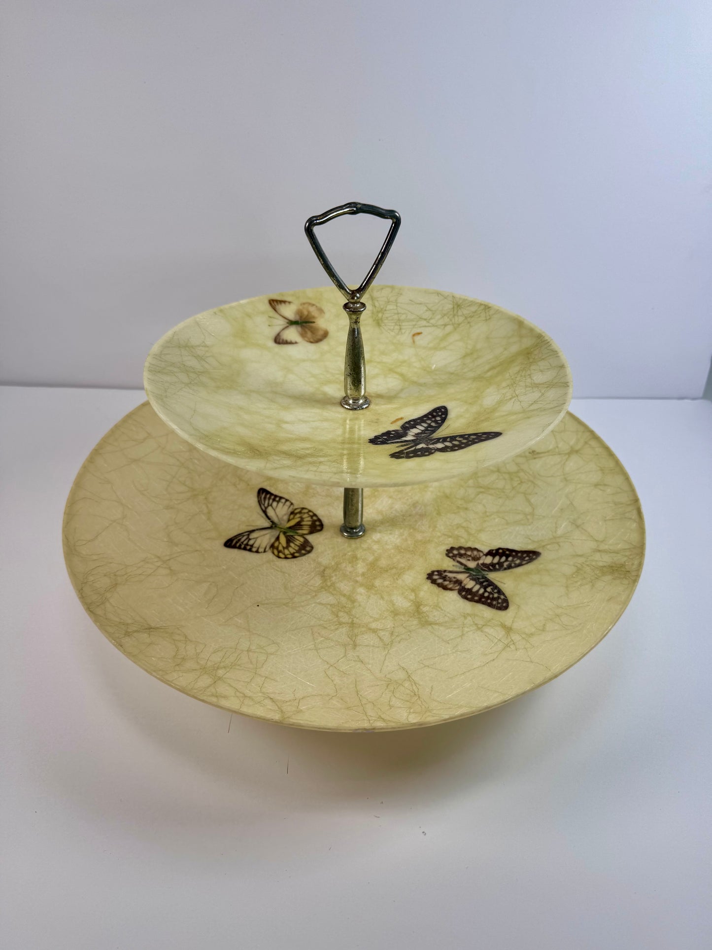 Vintage Kitchen - Butterfly Spaghetti Fiberglass 2-Tier Serving Tray - 1960s
