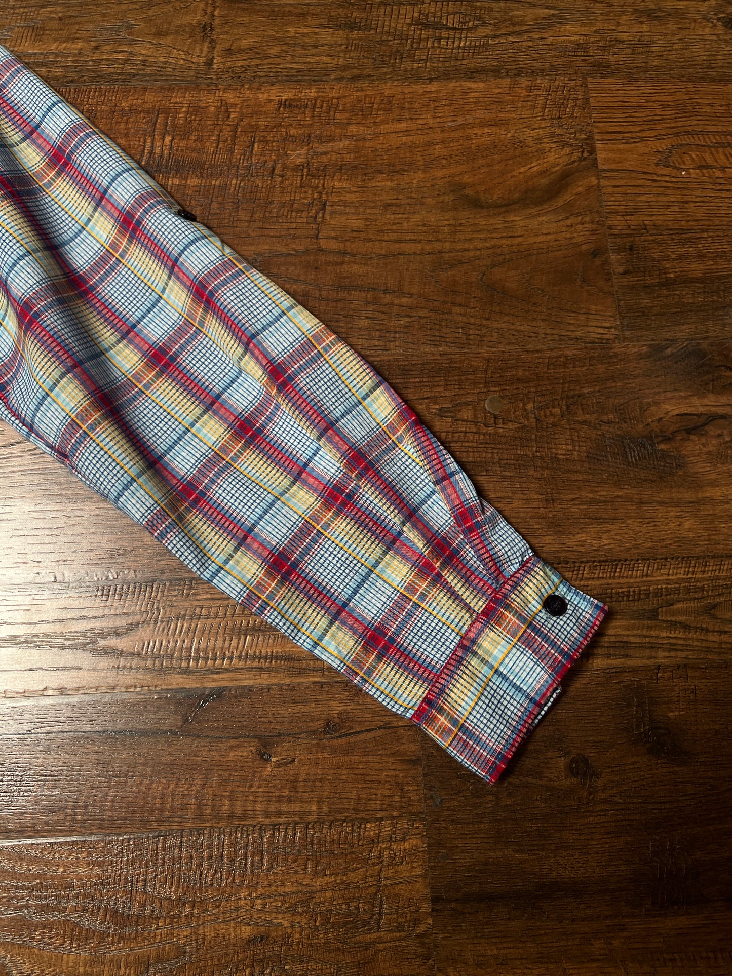 Vintage Miss Fashionability Plaid Blouse – Contrast White Collar Preppy Style – Medium