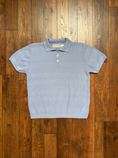 Vintage Clothing - Knit Polo Shirt - Baby Blue - Alfred Dunner Petite - Medium