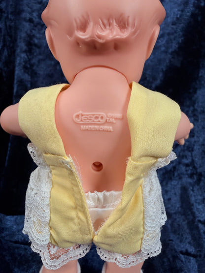 Vintage Vinyl Jesco Kewpie Doll – Posable Figure with Yellow Lace Outfit