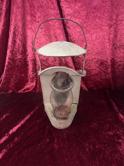 Antique Metal Railroad Wall Mount Oil Lantern – Gray Hurricane Lamp Glass Chimney - Eagle