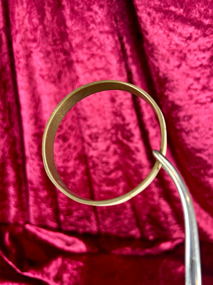 Vintage Jewelry - Bangle Bracelet - Brass with Inlaid Abalone Shell