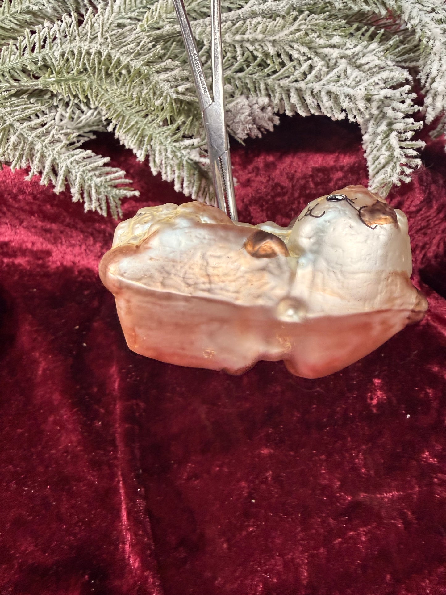 Vintage Christmas - Handblown Glass Ornament - Sheep - Inge Glas - Germany