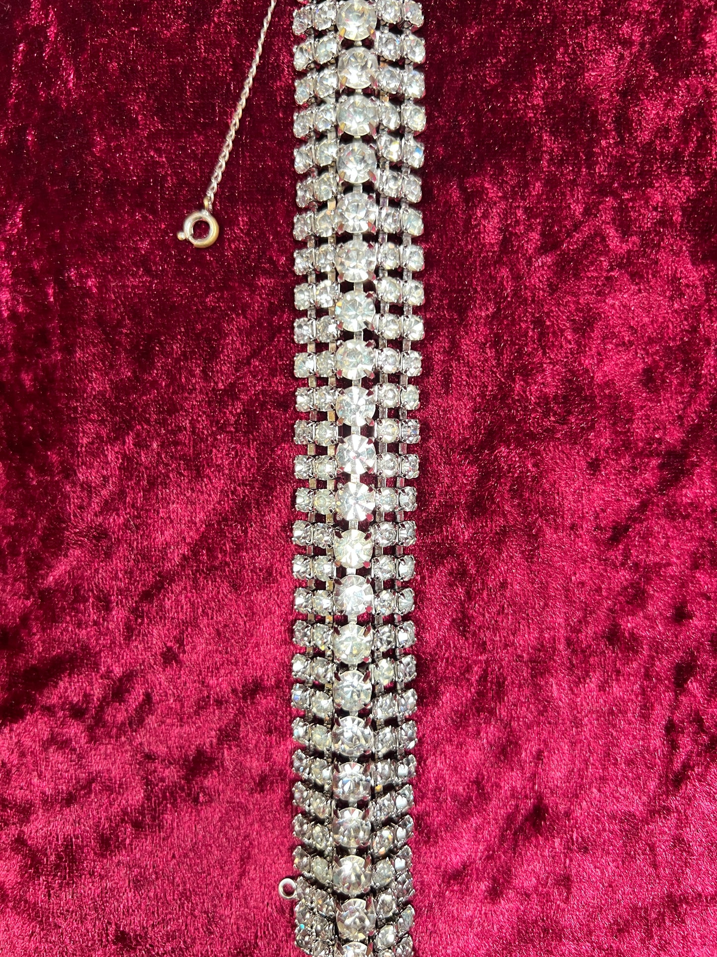 Vintage Jewelry - 5-Row Tennis Bracelet - Round Cut Rhinestones - 7.5"