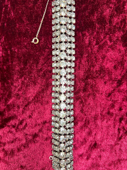Vintage Jewelry - 5-Row Tennis Bracelet - Round Cut Rhinestones - 7.5"