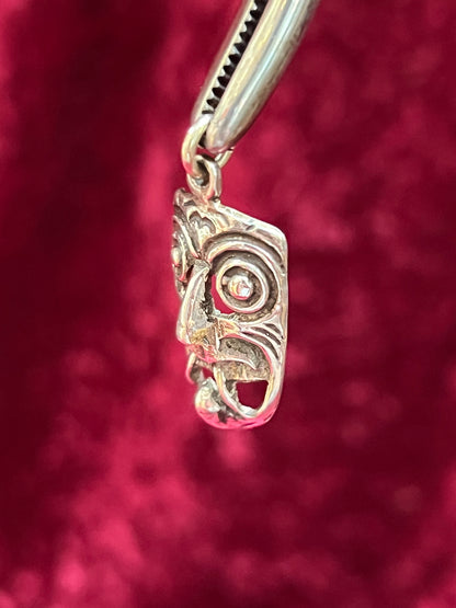 Vintage Jewelry - Necklace Pendant - Sterling Silver - Scary Tiki Mask