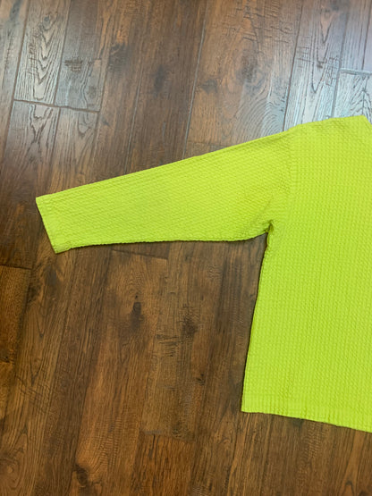 Vintage Clothing - Honeycomb Crewneck Pullover Sweatshirt - Lime Green - Hot Pink Palm Tree -  Medium