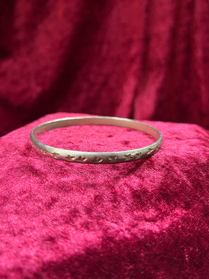 Vintage Jewelry - Bangle Bracelet - 925 Sterling Silver - Stamped Stars