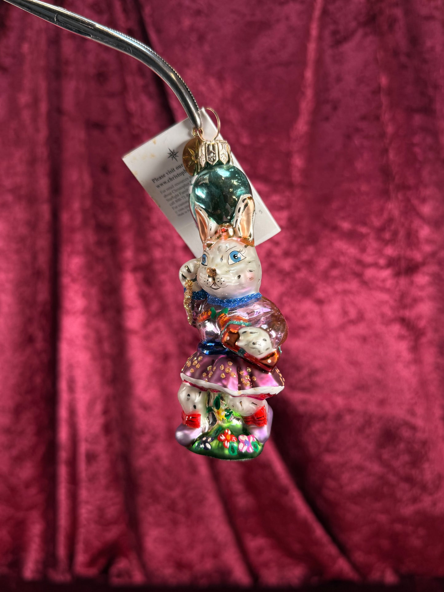 Vintage Christmas - Handblown Glass Ornament - Party Girl Bunny - 74C - Christopher Radko